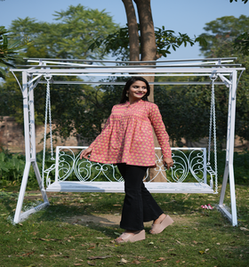 Haut décontracté en coton pour femme, écologique, lavable, à motifs floraux, fluide, manches longues, respirant, taille naturelle - Product Image 2