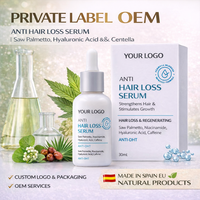 Sérum anti-chute de cheveux en marque privée 30ml OEM |   Saw Palmetto, Acide Hyaluronique & Centella |   Croissance naturelle des cheveux |   Fabriqué en Espagne UE