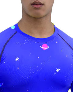 Chemise d'entraînement à manches courtes et à séchage rapide pour hommes Skinny Fit Spandex Long Rash Guard BJJ MMA Motif uni sublimé 240g - Product Image 3