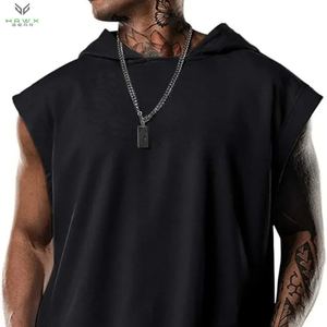 Camiseta sin mangas de talla grande para hombre, camiseta sin mangas cortada en blanco, Sudadera con capucha de Fitness para verano - Product Image 1