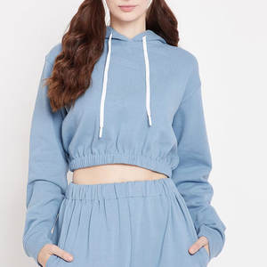 Nuevo estilo, conjuntos de sudaderas con capucha cortas para mujer hechas a medida, ropa de invierno de etiqueta privada, conjuntos de sudaderas con capucha para mujer - Product Image 2