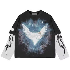 Camisetas Personalizadas de Algodón/Fibra de Bambú, Holgadas, Ligeras, Casuales, de Doble Manga, Sólidas, de Alta Calidad, Ecológicas y Transpirables - Product Image 1