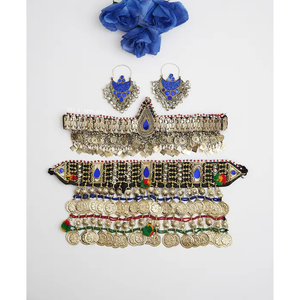 Parure de bijoux style Afghani Kuchi Design léger pour femme Collier Boucles d'oreilles pour la fête - Product Image 1