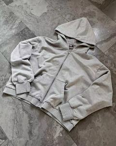 Sudaderas Extra Grandes de Algodón Grueso con Lavado Ácido Vintage, Decoradas con Pedrería, Estilo Urbano Desgastado para Hombre - Product Image 3