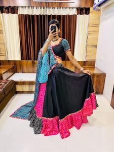Festival Wear couleur incroyable pur coton Lehenga Choli avec Dupatta avec impression et fournisseur de travail de dentelle Gamthi de l'Inde - Product Image 4