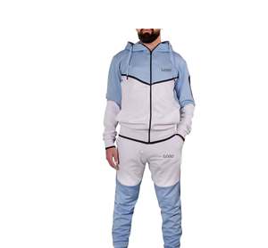 Ensembles de survêtements en tissu polyester pour hommes, ensembles de survêtements à panneaux coupés et cousus, fermeture à glissière avant pour hommes, vestes en polyester noir revêtement réfléchissant - Product Image 4