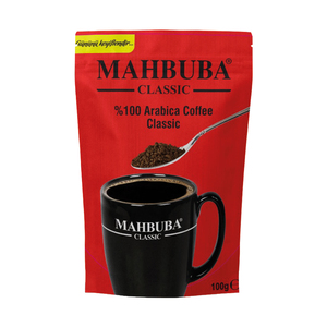 กาแฟสำเร็จรูปแบบแช่แข็งปราศจากน้ำตาล พรีเมียมเกรดสูง 100 กรัม ตรา Mahbuba คลาสสิก ได้รับการรับรองโคเชอร์ รสชาติเข้มข้น นุ่มละมุน บรรจุกล่อง - Product Image 1