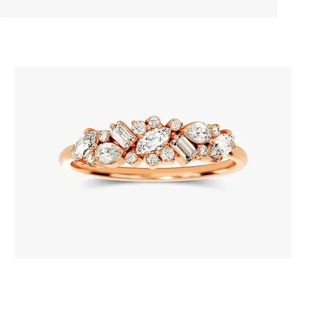 Anillo de boda de diamantes de racimo de corte múltiple de Plata de Ley 925 de nuevo diseño más vendido para mujer a los precios más bajos