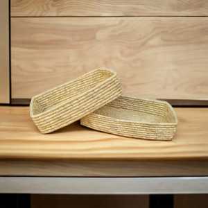 En gros Rectangle Présentoir Organisateur Tissé Moonj Herbe Panier Naturel Pour Magasin Pain Restauration Article Panier De Fruits En Osier - Product Image 3