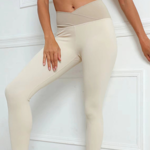 Leggings de yoga respirants à compression à taille mi-haute en tissu uni pour femmes, personnalisables, très vendus, en spandex/nylon - Product Image 4