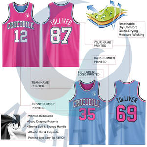 Personalizado Reversible Verde Azulado Rosa-Blanco Sublimación de Doble Cara Traje de Baloncesto Jersey - Product Image 6