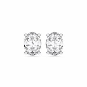 IGI Certified 3.00 Ct Luxury Oval Cut Lab Grown Diamond Stud Earrings 1.50 Ct Each <b>Solid</b> 925 Sterling <b>Silver</b> with Gold Finish - Product Image 5