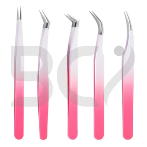 Ensemble de 5 pinces à cils pour greffe, outils de maquillage de beauté en acier inoxydable, pinces pour extensions de cils volume - Product Image 3