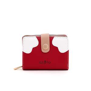 Casual Rouge P70766 Porte-cartes Portefeuille Business Style Fermeture à glissière Caractéristique RFID Doublure en cuir de vachette PU Polyester Lettre Décoration - Product Image 3