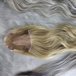 Topper de cheveux européen personnalisé en cheveux vierges Remy pour femmes, mono fin, double trame, prêt pour la permanente, à fixer par ruban adhésif, cheveux teints - Product Image 4