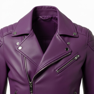 Womens <b>Purple</b> Leather Motorcycle Jacket Custom Made Real Leather Biker Outerwear Bulk Quantity Daily Fashion Ladies Supply - Product Image 5