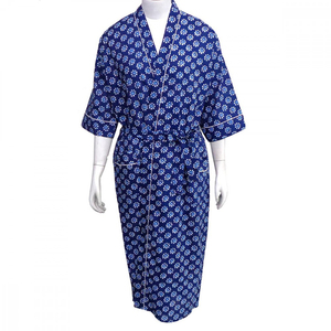 Kimono indien imprimé en blocs à motifs floraux 100% coton Cambric Soft Breathable Spaghetti Strap Wraparound Taille libre pour femmes - Product Image 1