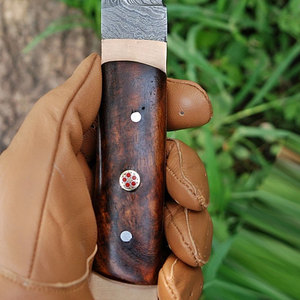 มีดทำมือเหล็กดามัสกัส ด้ามไม้ สำหรับกิจกรรมกลางแจ้ง บุชคราฟต์ แคมป์ปิ้ง ล่าสัตว์ และใช้งานทั่วไป - Product Image 6