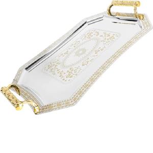 Plateau de service de nourriture en métal de forme ronde avec Base en bois plateau de service de nourriture de cuisine plateau de Table à manger décoratif plateau de service de café de bureau à domicile - Product Image 5