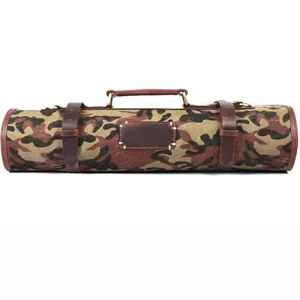 Sac à outils de chef en cuir camouflage sur mesure bandoulière polyvalente rangement de couteaux de protection portable cuisine extérieure - Product Image 1