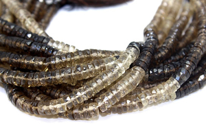 Perles en forme de pneu Heishi à facettes en quartz fumé naturel pour la fabrication de bijoux Perles de pierres précieuses en quartz en vrac de 5 à 6mm au prix du fabricant - Product Image 4