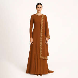 Abaya en Georgette Modeste pour Musulmans Design Traditionnel avec Touche Moderne Grande Taille Respirante pour les Mariages Occasions Spéciales - Product Image 5