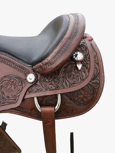 Silla de Montar Occidental de Cuero Marrón de Primera Calidad con Asiento Suave para Montar a Caballo - Product Image 6