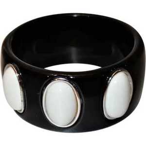 2026 New Premium Bakelite Medium Wide Vintage Polka Dots Resin Acrylic Bangle Black White Color Scheme for Women Girls <b>Angel</b> - Product Image 5
