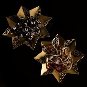 Décorations de Noël et du Ramadan en métal plaqué or moderne Plateaux de service en forme de rectangle avec dates coupées pour le dessert - Product Image 3