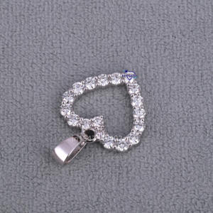 14K White <b>Gold</b> Lab Grown Round Cut Diamond <b>Pendant</b> Iced Design Exclusive Hip Hop Style Trendy <b>Heart</b> Pattern Women Men's Parties - Product Image 3