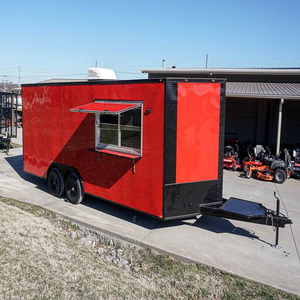 8.5 x 20 Red V-Nose mobile food truck with Blackout Trim Vending for sale - Product Image 1