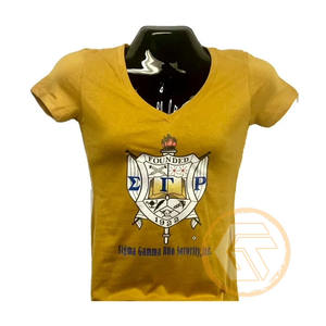 T-shirt pour femmes de la sororité Sigma Gamma Rho, trésors grecs en gros, 100% coton jersey, col rond, manches courtes, respirant pour l'été - Product Image 3