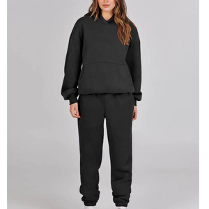 Moda Zip manga larga Top conjuntos algodón entrenamiento sudaderas con capucha suelta dulce pantalones conjuntos correr ropa deportiva mujeres 2 piezas conjuntos - Product Image 4