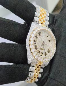 Montre de luxe pour homme en acier inoxydable, quartz, verre cristal, 41 mm, charme diamant, affichage de la date, non étanche, accessoire de mode le plus tendance - Product Image 3