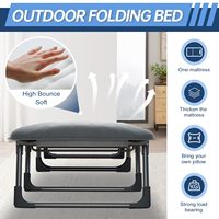 Lit de camping pliable en tube carré, robuste, en métal, avec matelas, pour dormir en extérieur, pour adultes, prix d'usine OEM