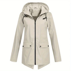 Veste coupe-vent d'hiver pour femmes à capuche zippée coquille extérieure douce résistant à la pluie manteau de randonnée motif solide teint uni - Product Image 4