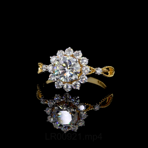 Anillo de Compromiso con Halo de Diamantes Redondos Cultivados en Laboratorio, Certificados por IGI, Regalo Perfecto para Bodas, Eventos Especiales y Compromisos - Product Image 1