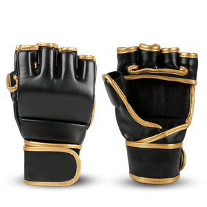 Gants de MMA en cuir Qaswa les plus vendus avec fermeture à crochets et boucles pour l'entraînement unisexe - Cuir de vache véritable - Product Image 2
