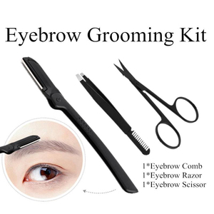 Kit de toilettage de sourcils personnalisé de haute qualité ciseaux à sourcils en acier inoxydable et pince à cils avec pointe inclinée - Product Image 2