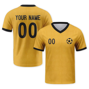 เสื้อฟุตบอลสั่งทำพิเศษ พร้อมโลโก้ ชื่อ หมายเลข ชุดทีมสีเหลือง เสื้อซ้อม แห้งเร็ว ป้องกันรังสียูวี สำหรับผู้ใหญ่ ทั้งชายและหญิง - Product Image 1