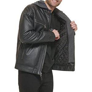 Customized Logo Zipper <b>Long</b> Sleeve Outdoor Coat Pocket Decoration Mens <b>Leather</b> <b>Jacket</b> Business - Product Image 4