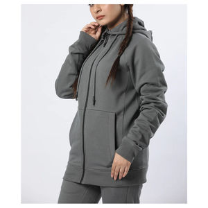 Trajes de chándal para mujer más vendidos, diseño personalizado, ajustado, de secado rápido, manga larga, cuello con capucha, Material sólido de algodón y poliéster - Product Image 2