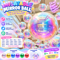 Ballon miroir gonflable géant irisé en PVC, réfléchissant, imperméable, résistant au vent, 10-12 pieds, décoration de fête, boule de Noël