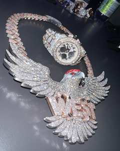 Pendentif hibou volant en argent Sterling 925 fait à la main Moissanite 3D Ice/Dream Letter Gold Office/Career Dream Charming Women's IGI - Product Image 1