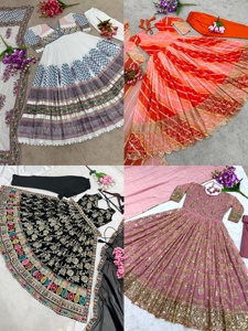 ชุดเดรสอินเดียสไตล์ Anarkali แขนยาวปกติ คอทรงเรือ สีฟ้า ผ้าเรยอน รุ่นใหม่ล่าสุด มีสินค้าพร้อมส่ง สำหรับผู้หญิง - Product Image 6