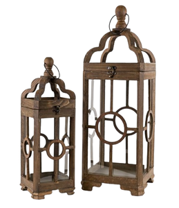 Lanterne en bois de manguier fabriquée à la main avec fini rustique lavé blanc utilisé pour la décoration de mariage à la foudre intérieure - Product Image 2