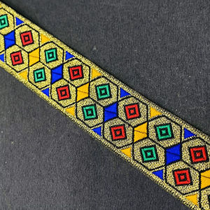 Dentelle Jacquard Zari de Luxe Traditionnelle en Argent à Motif Abstrait, Faite à la Main, en Polyester/Coton, pour Vêtements et Décoration Artisanale - Product Image 1