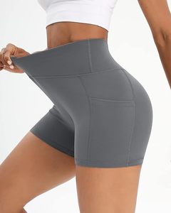 Yoga elástico con bolsillos laterales Pantalones cortos de Yoga para Mujeres Cintura cruzada Gimnasio activo 100% Poliéster con alta y calidad premium - Product Image 4