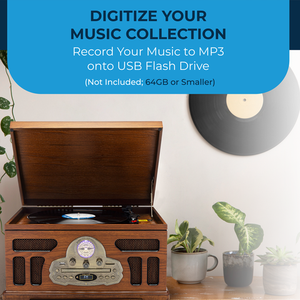 เครื่องเล่นแผ่นเสียงออลอินวัน SoundBeast แบบ 3 สปีด พร้อมบลูทูธ, ซีดี, เทปคาสเซ็ต, วิทยุ AM/FM, ช่องเสียบ USB, ลำโพงในตัว - Product Image 5