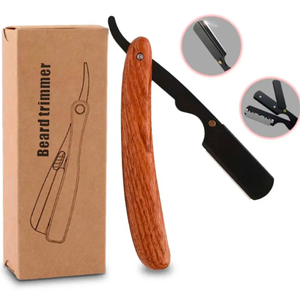 Maquinilla de afeitar recta de acero inoxidable portátil al por mayor, mango de madera para hombres, afeitado, depilación corporal, barberías, uso doméstico - Product Image 4